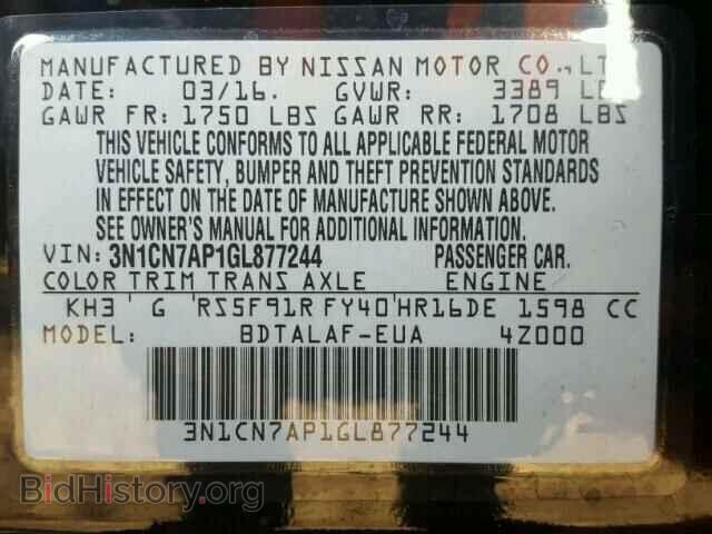 2016 NISSAN VERSA - VIN: 3N1CN7AP1GL877244 - Фото 10