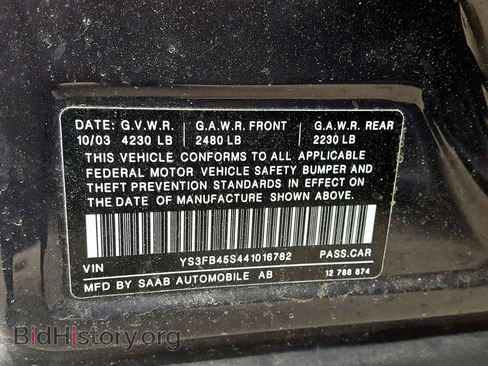 2004 SAAB 9 3 - VIN: YS3FB45S441016782 - Photo 10