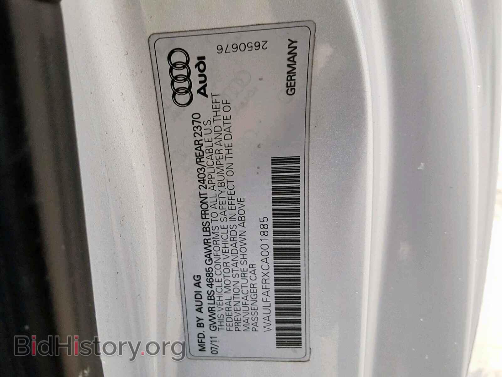 2012 AUDI A5 PREMIUM - VIN: WAULFAFRXCA001885 - Photo 10