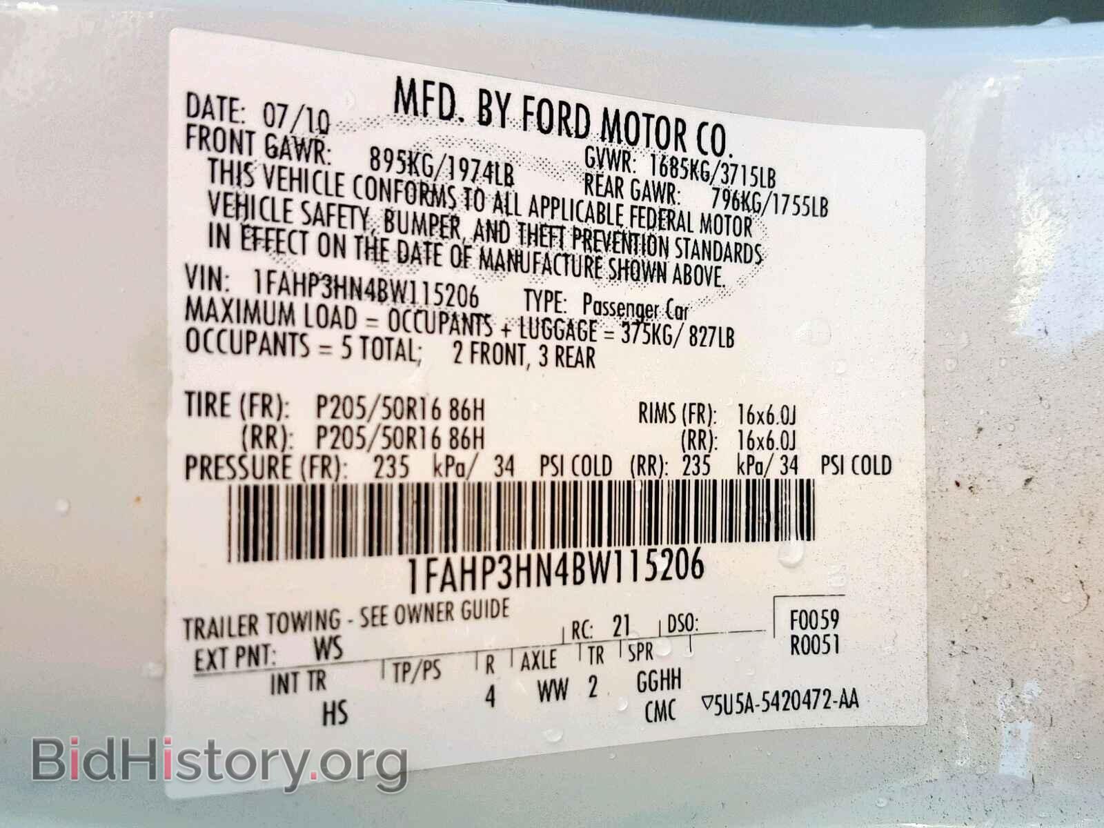 2011 FORD FOCUS - VIN: 1FAHP3HN4BW115206 - Фото 10