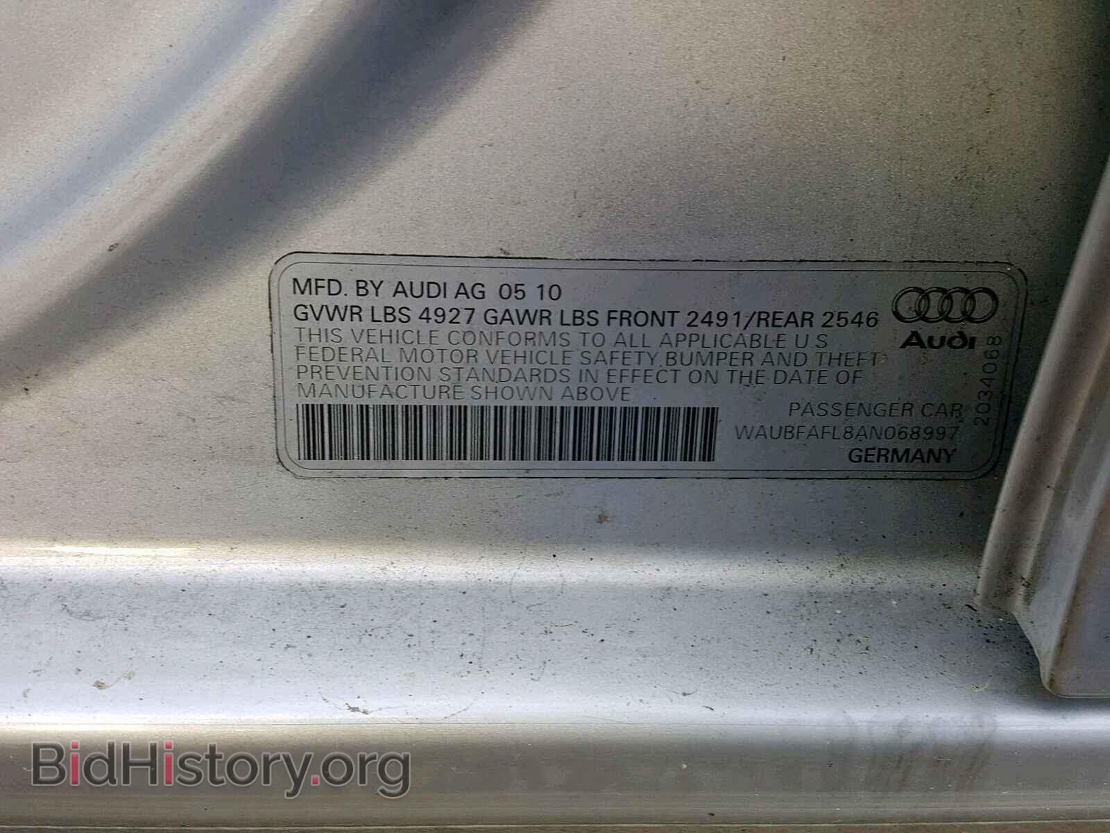 2010 AUDI A4 - VIN: WAUBFAFL8AN068997 - Фото 10