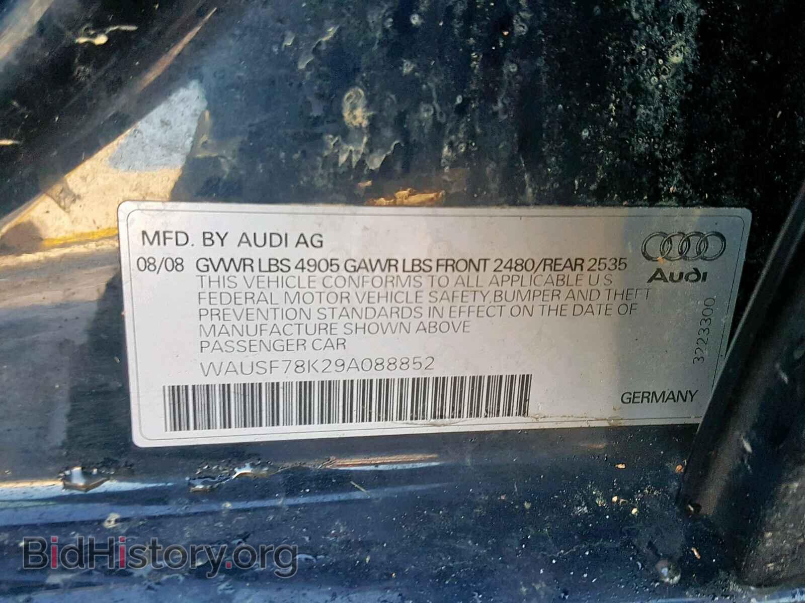 2009 AUDI A4 - VIN: WAUSF78K29A088852 - Фото 10