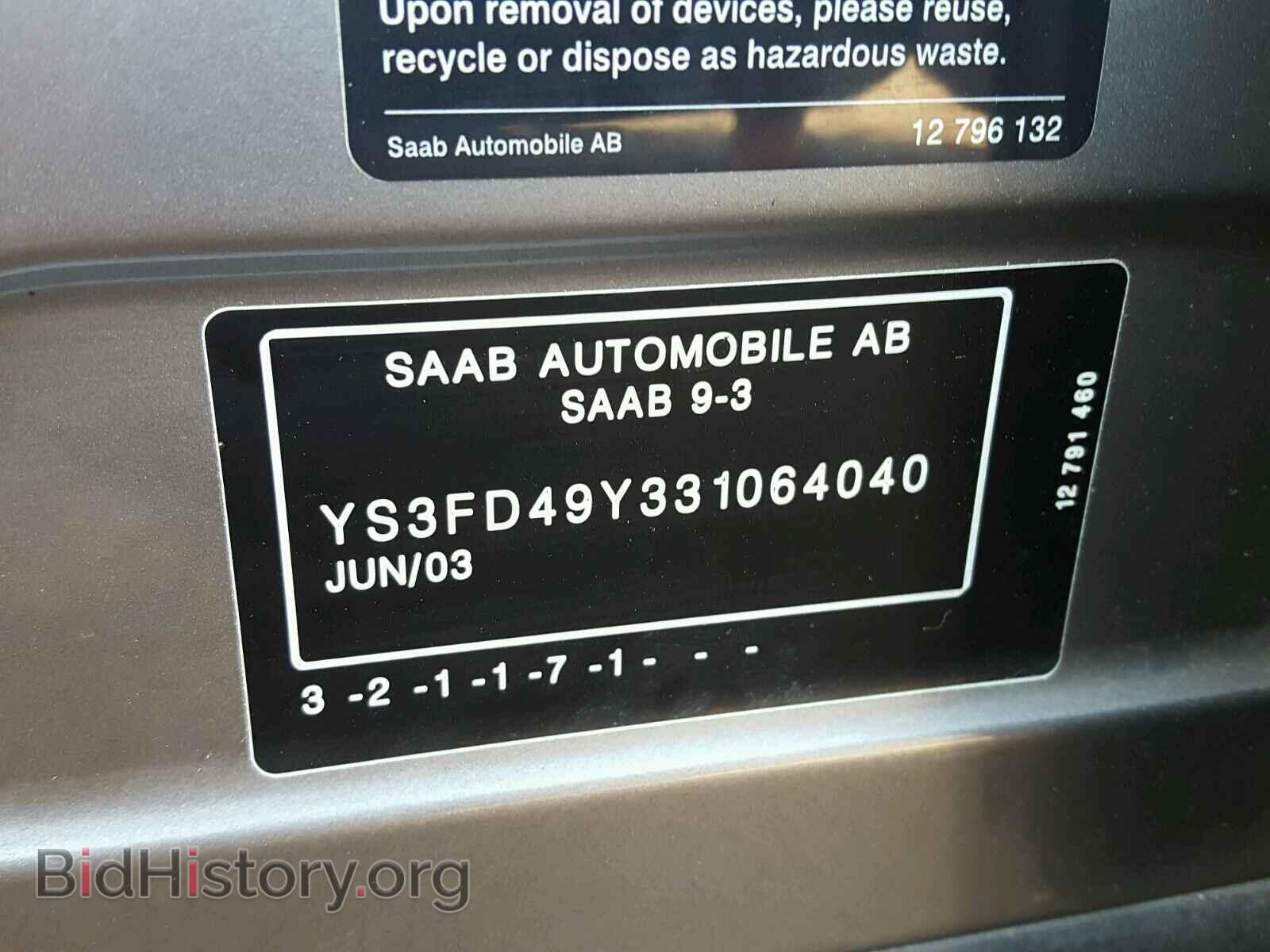 2003 SAAB 9 3 - VIN: YS3FD49Y331064040 - Photo 10