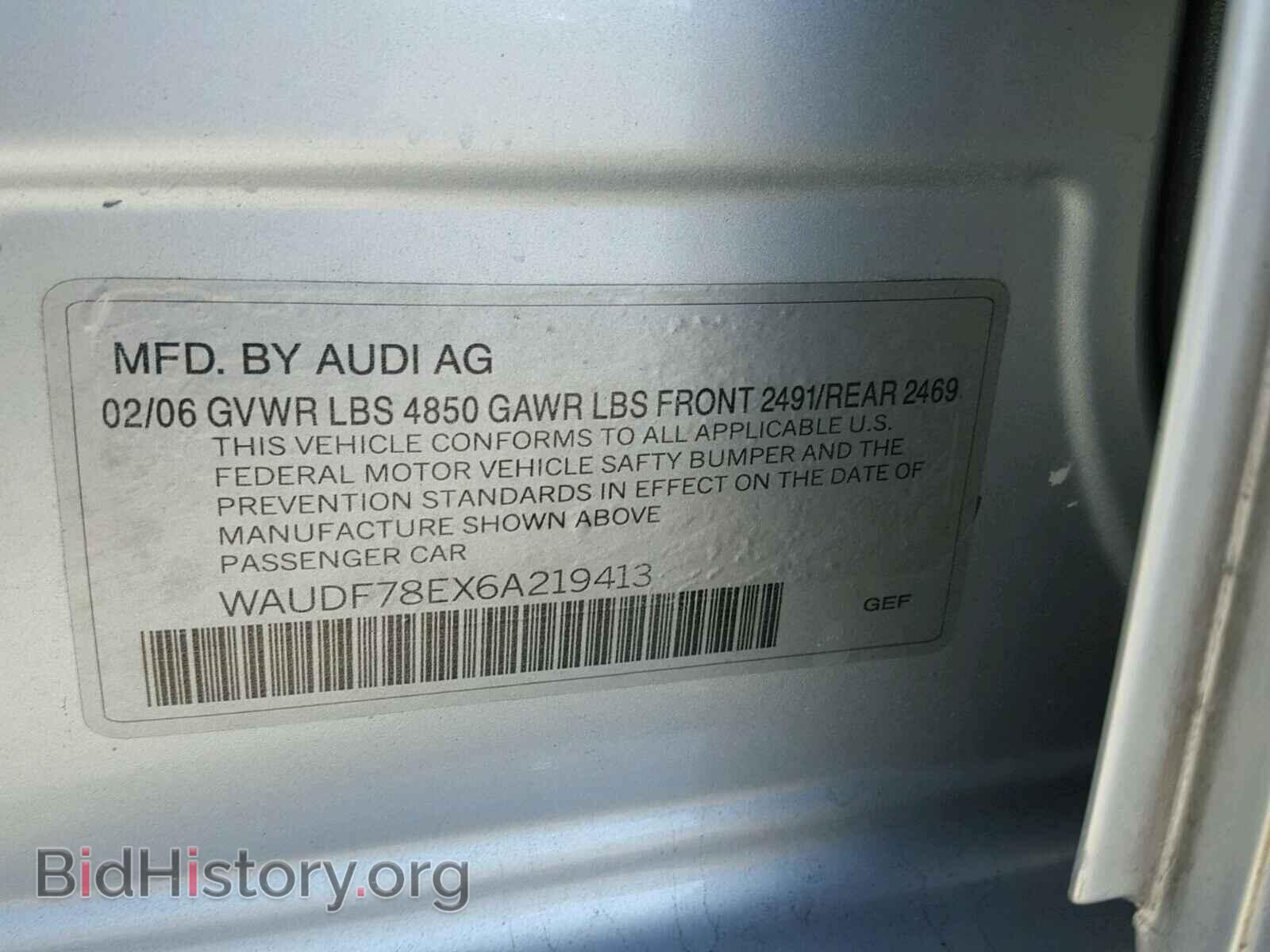 2006 AUDI A4 - VIN: WAUDF78EX6A219413 - Фото 10