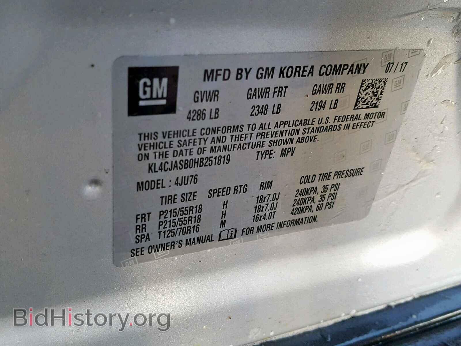 2017 BUICK ENCORE PRE - VIN: KL4CJASB0HB251819 - Фото 10