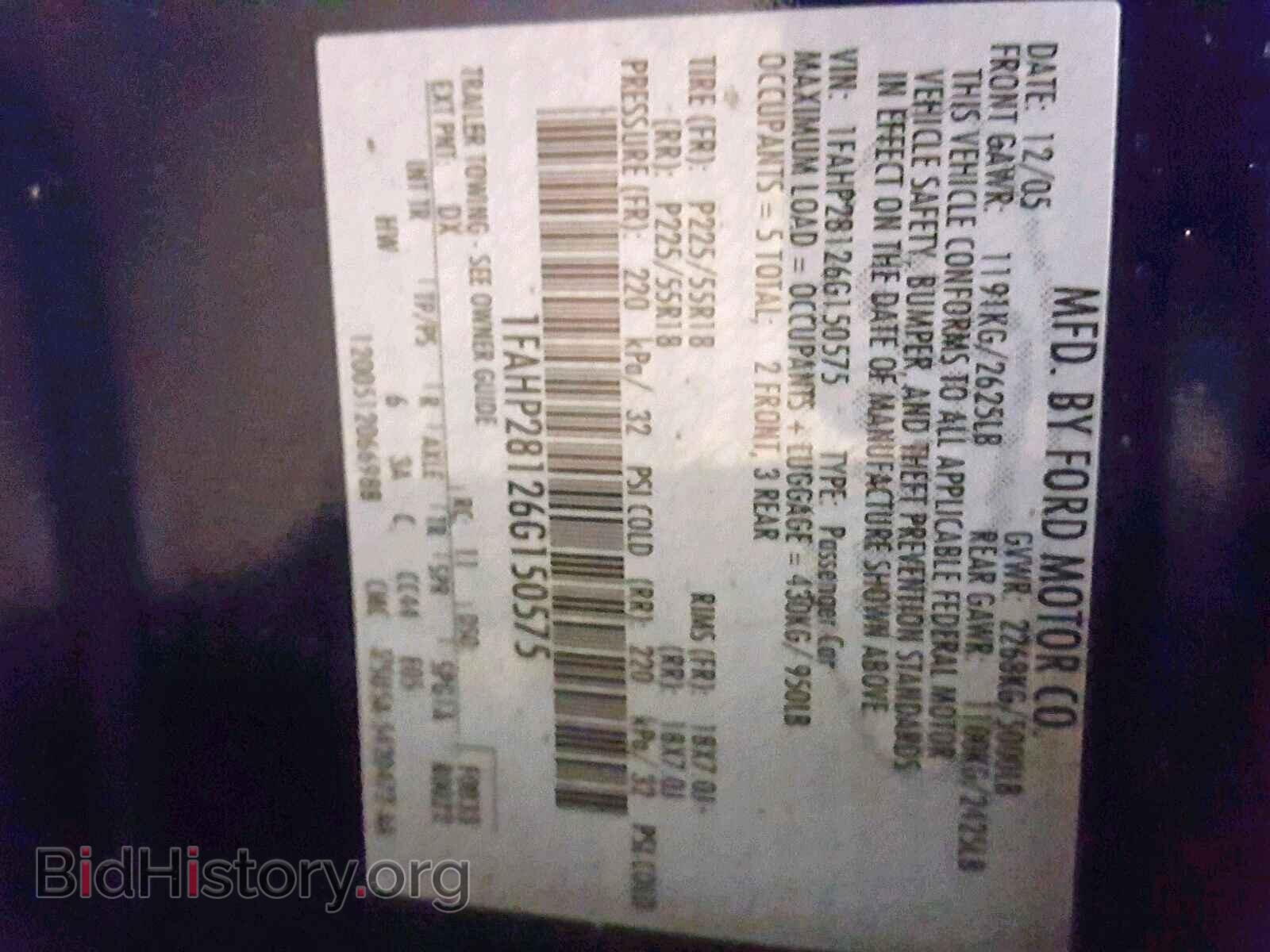 2006 FORD FIVE HUNDR - VIN: 1FAHP28126G150575 - Фото 10