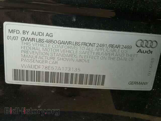 2007 AUDI A4 - VIN: WAUDF78E57A173135 - Фото 10