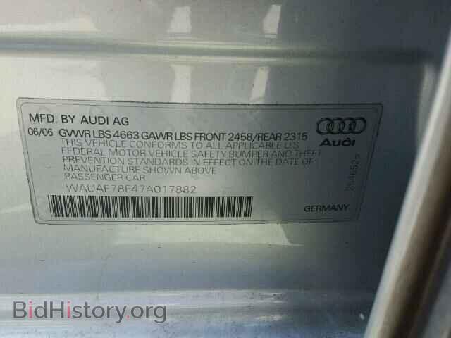2007 AUDI A4 - VIN: WAUAF78E47A017882 - Фото 10