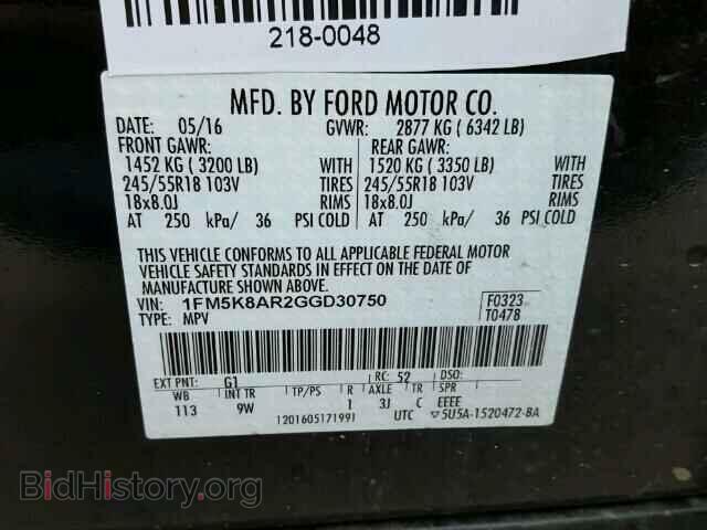 2016 FORD EXPLORER - VIN: 1FM5K8AR2GGD30750 - Photo 10