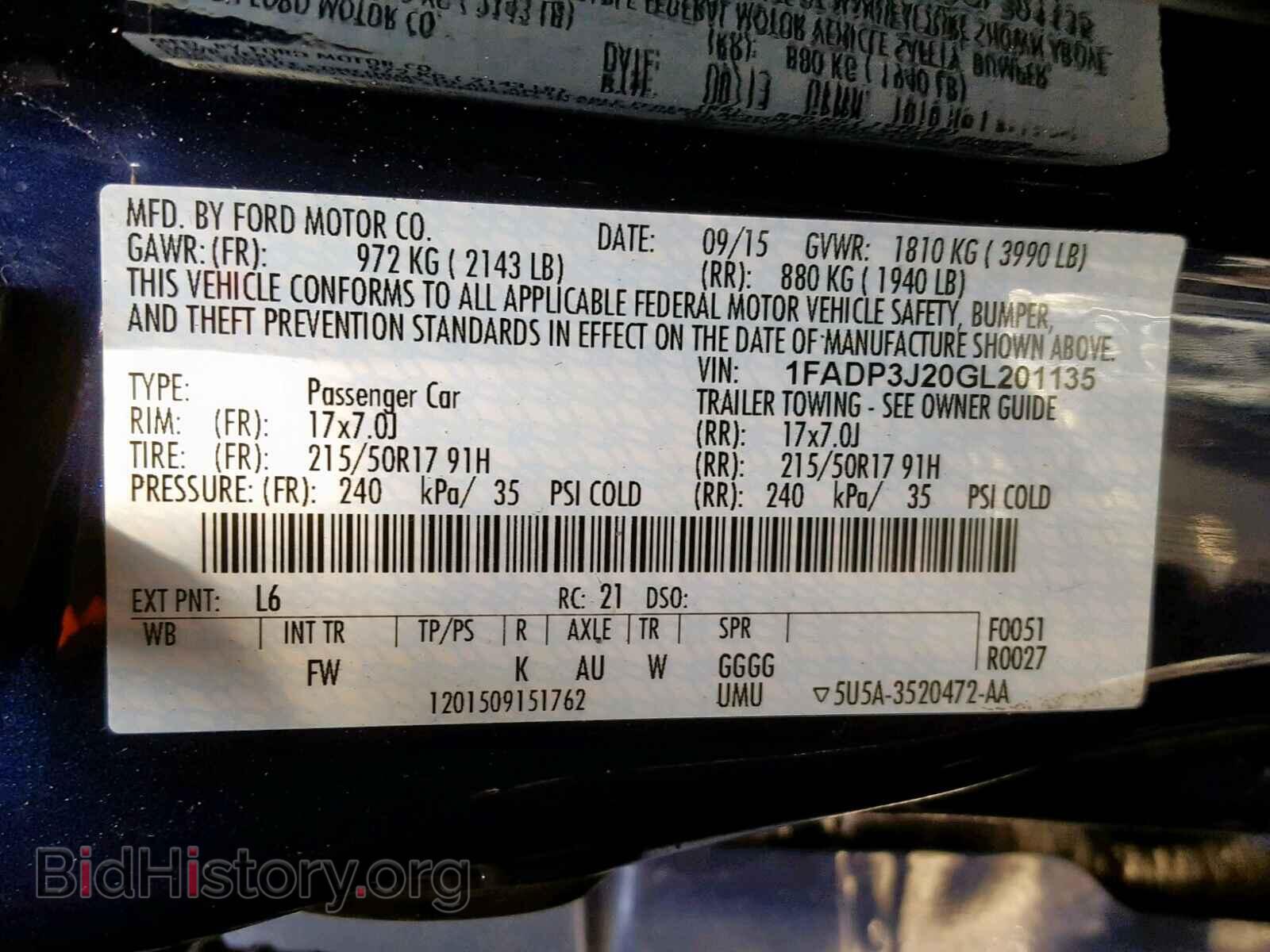 2016 FORD FOCUS - VIN: 1FADP3J20GL201135 - Фото 10