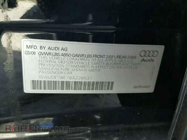 2006 AUDI A4 - VIN: WAUDF78E76A228537 - Фото 10