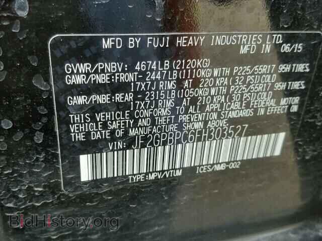 2015 SUBARU XV - VIN: JF2GPBPC6FH303527 - Фото 10