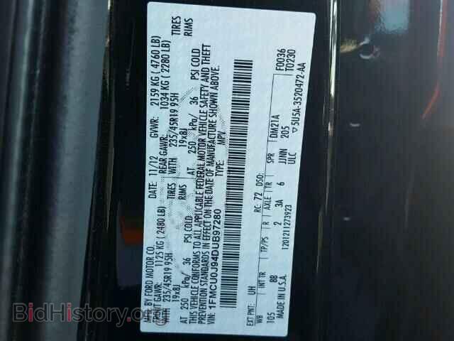2013 FORD ESCAPE - VIN: 1FMCU0J94DUB97280 - Фото 10