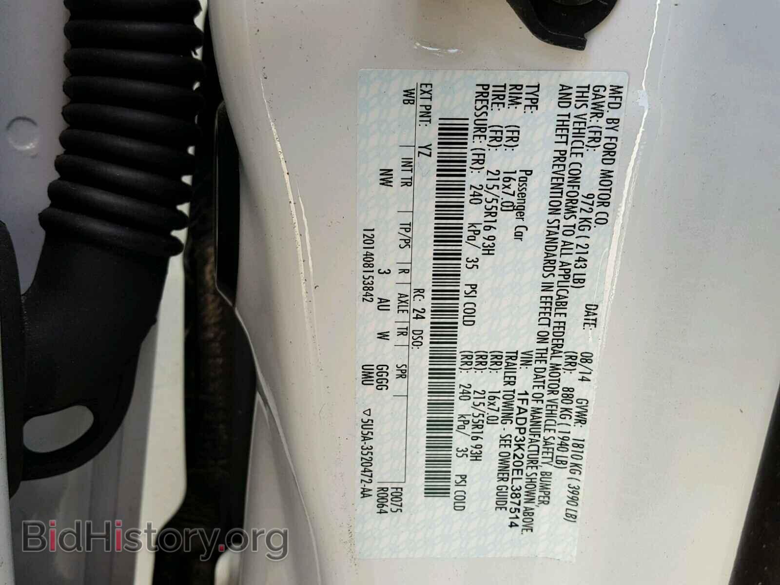2014 FORD FOCUS - VIN: 1FADP3K20EL387514 - Фото 10