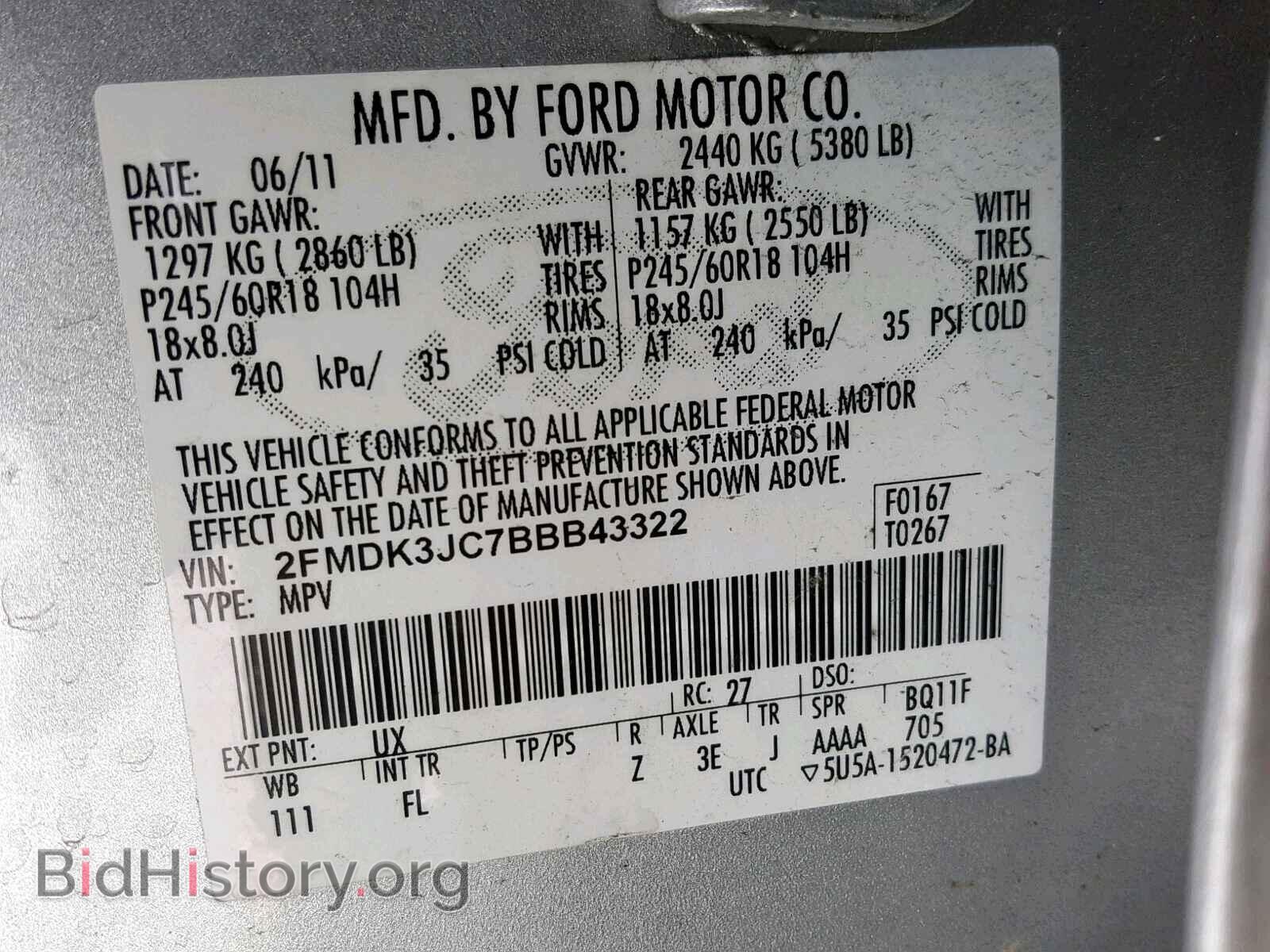 2011 FORD EDGE SEL - VIN: 2FMDK3JC7BBB43322 - Photo 10