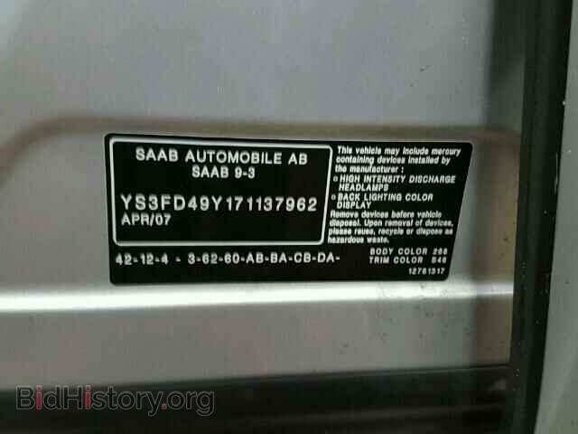 2007 SAAB 9 3 - VIN: YS3FD49Y171137962 - Photo 10