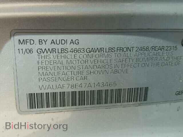 2007 AUDI A4 - VIN: WAUAF78E47A143465 - Фото 10