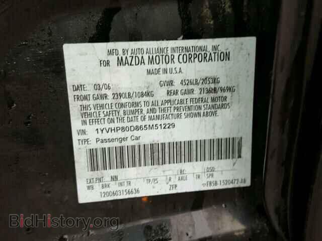 2006 MAZDA 6 - VIN: 1YVHP80D865M51229 - Photo 10