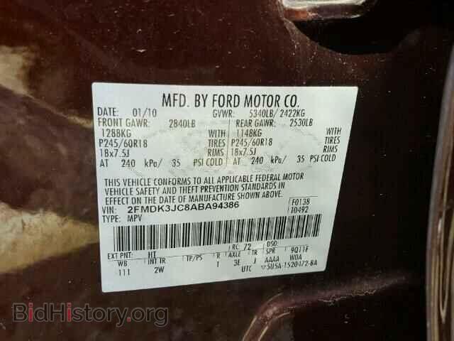 2010 FORD EDGE - VIN: 2FMDK3JC8ABA94386 - Фото 10