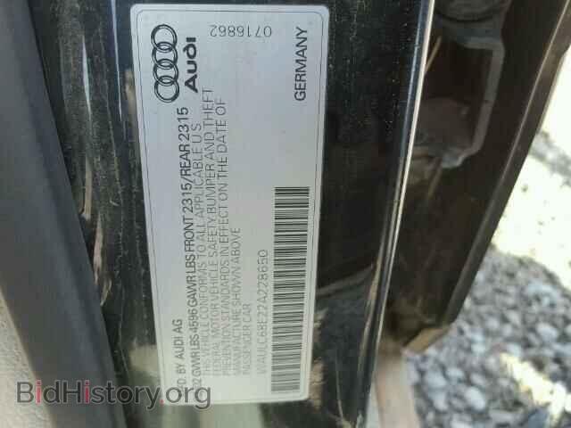 2002 AUDI A4 - VIN: WAULC68E22A228650 - Фото 10