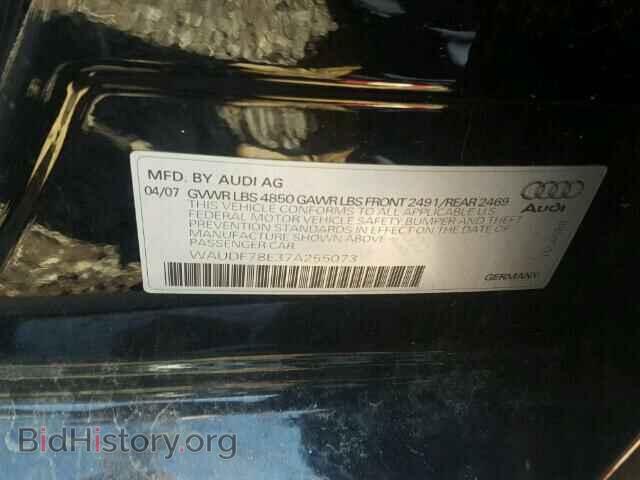 2007 AUDI A4 - VIN: WAUDF78E37A255073 - Фото 10