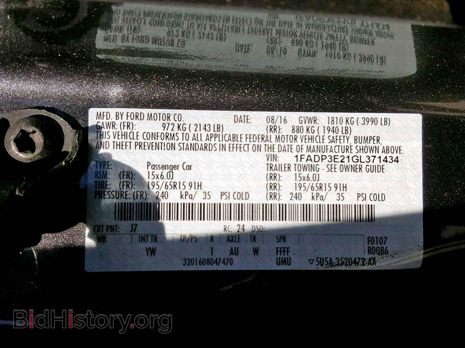 2016 FORD FOCUS - VIN: 1FADP3E21GL371434 - Фото 10