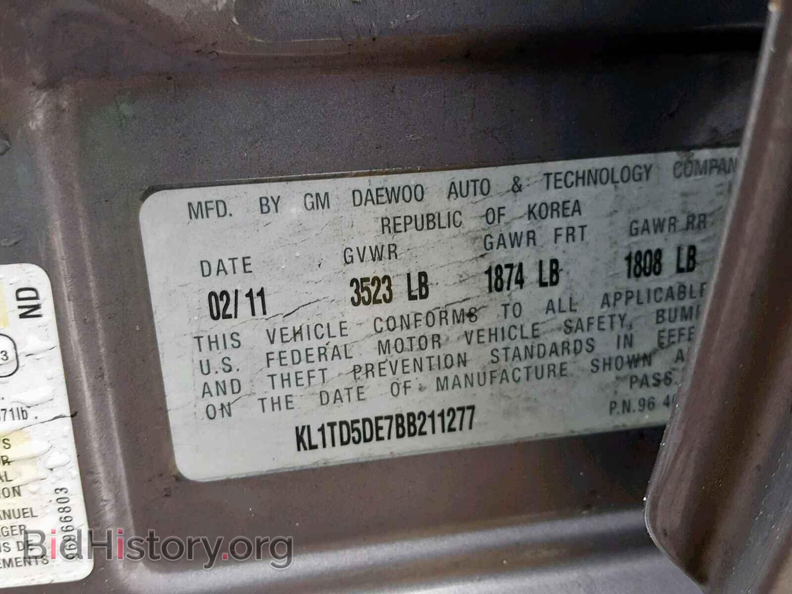 2011 CHEVROLET AVEO - VIN: KL1TD5DE7BB211277 - Фото 10