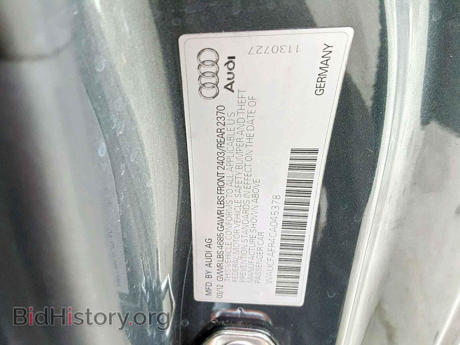 2012 AUDI A5 PREMIUM - VIN: WAUCFAFR4CA045378 - Photo 10