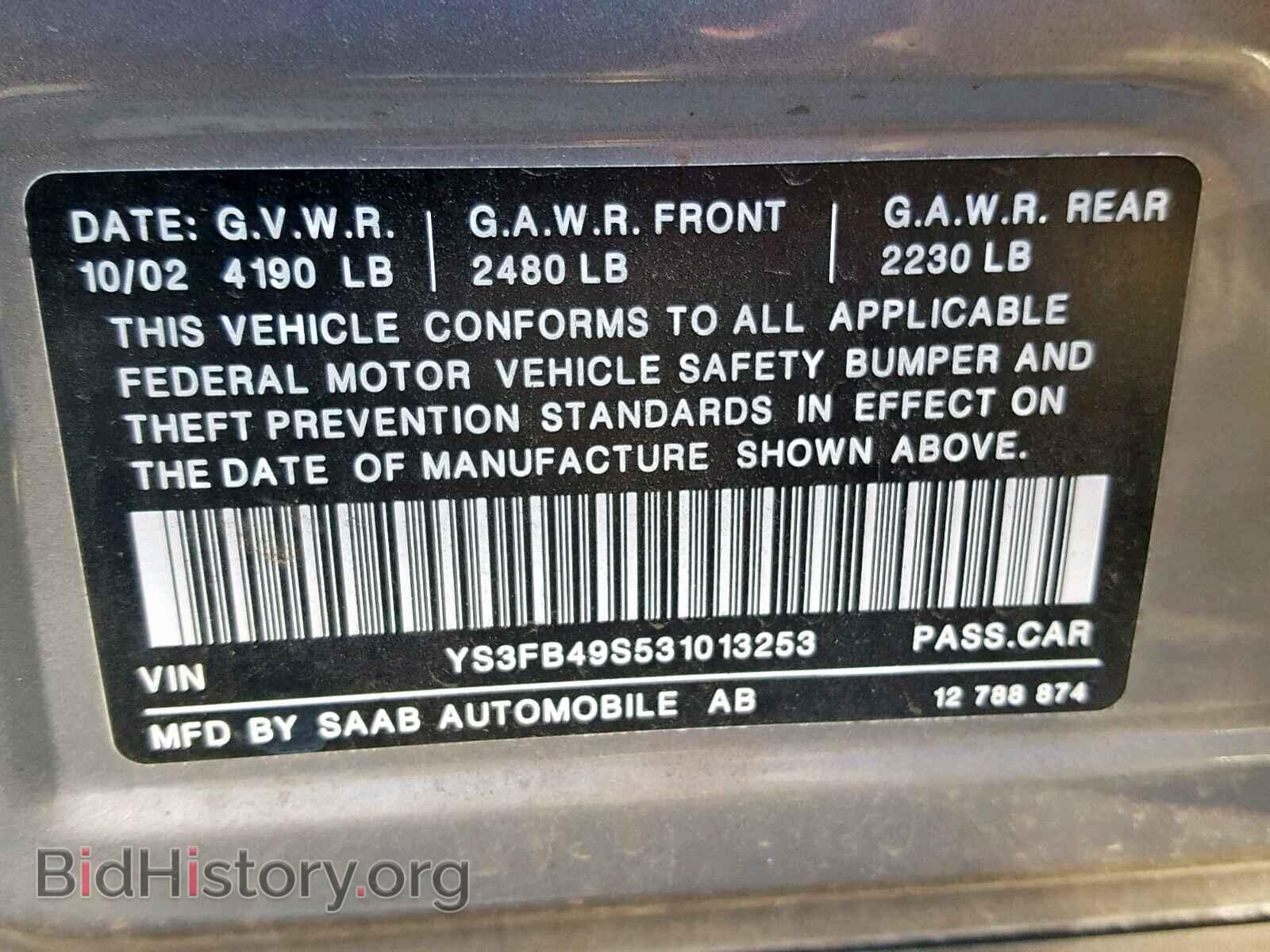 2003 SAAB 9 3 - VIN: YS3FB49S531013253 - Photo 10