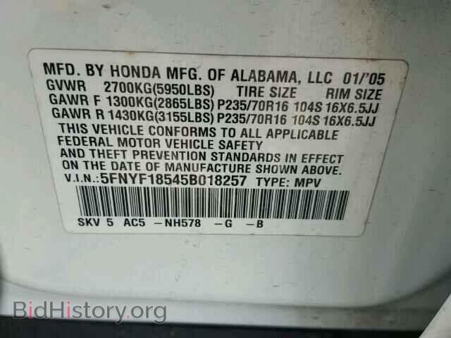 2005 HONDA PILOT - VIN: 5FNYF18545B018257 - Фото 10