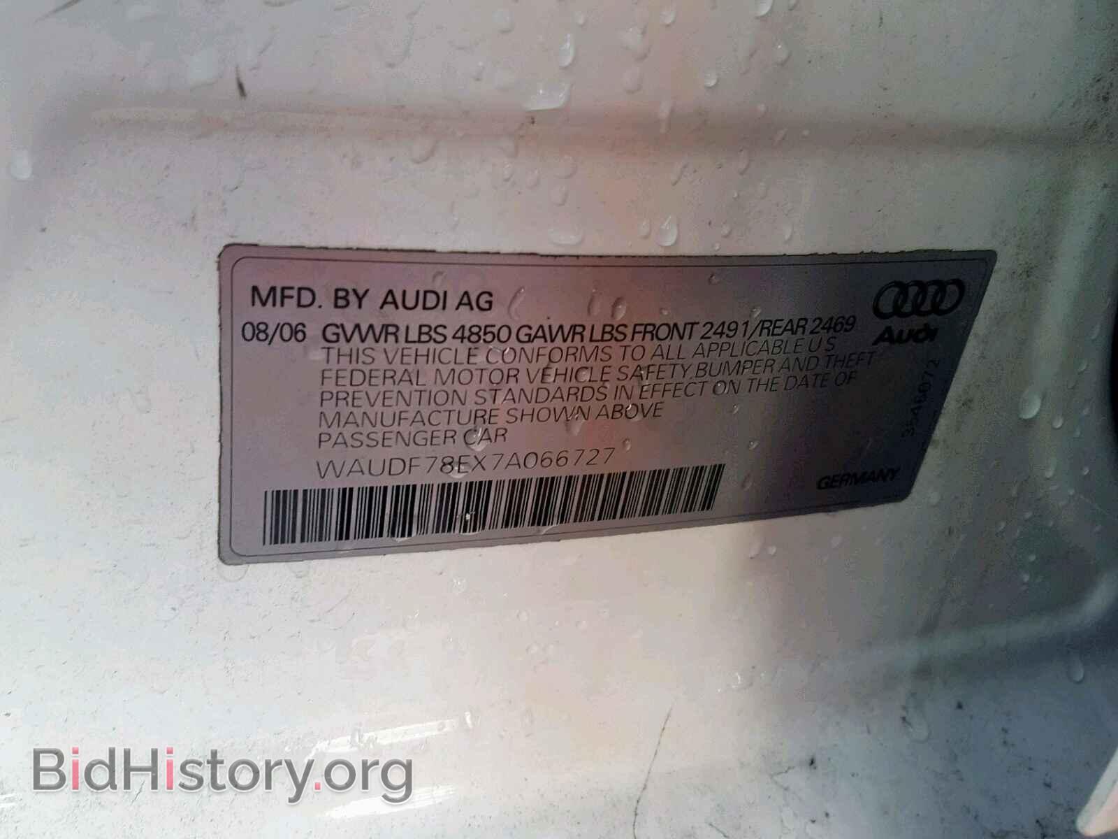 2007 AUDI A4 - VIN: WAUDF78EX7A066727 - Фото 10