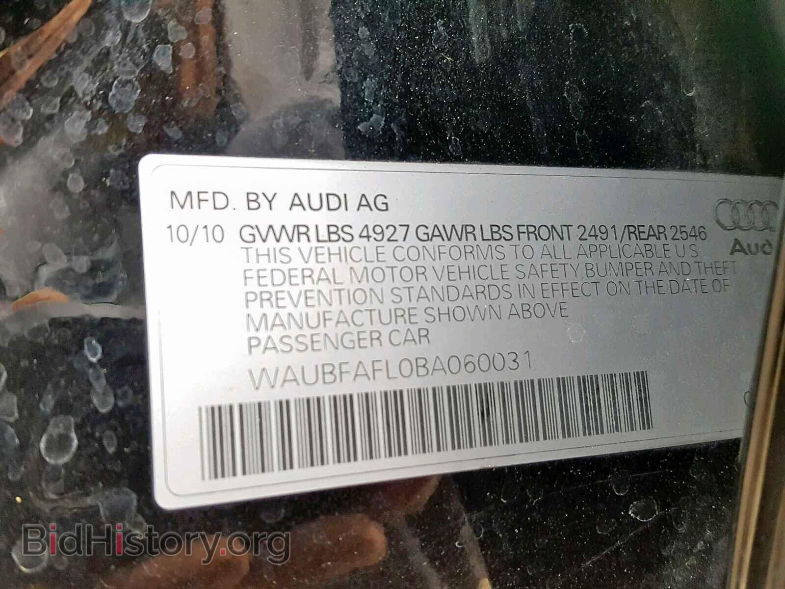 2011 AUDI A4 - VIN: WAUBFAFL0BA060031 - Photo 10