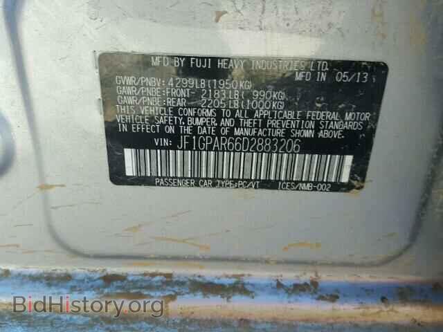 2013 SUBARU IMPREZA - VIN: JF1GPAR66D2883206 - Фото 10