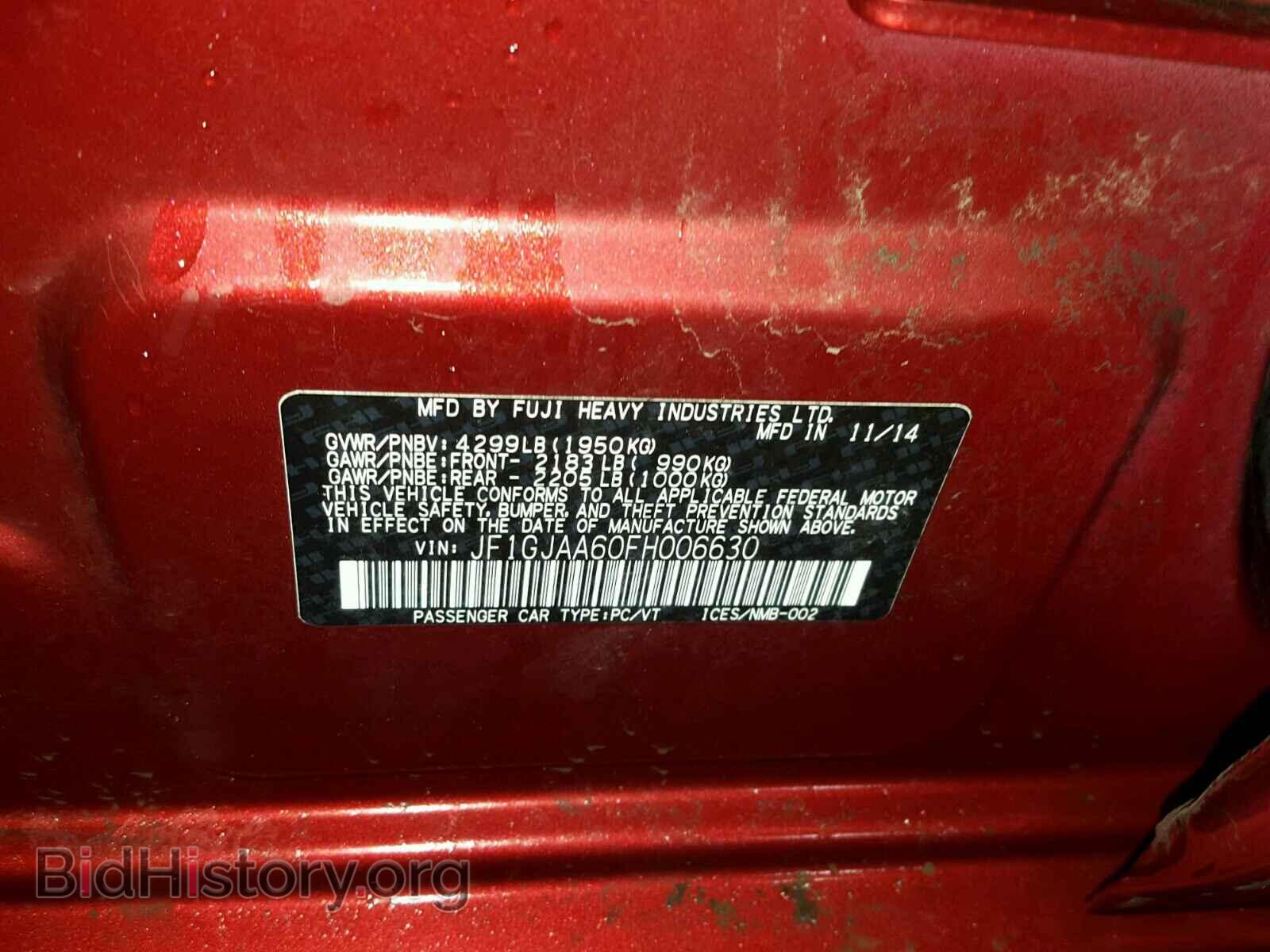 2015 SUBARU IMPREZA BA - VIN: JF1GJAA60FH006630 - Фото 10