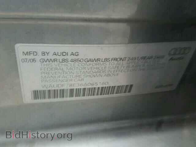 2006 AUDI A4 - VIN: WAUDF78E36A065160 - Фото 10