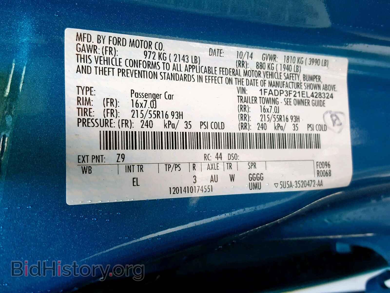 2014 FORD FOCUS SE - VIN: 1FADP3F21EL428324 - Фото 10