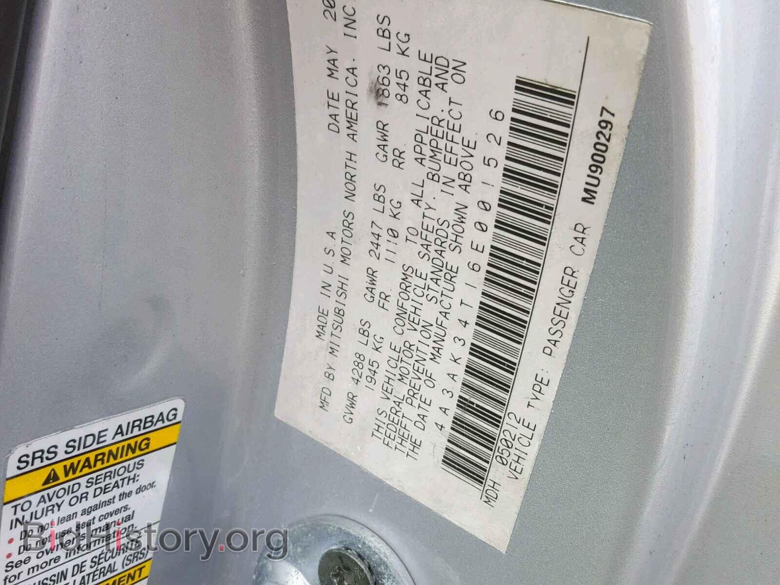 2006 MITSUBISHI ECLIPSE - VIN: 4A3AK34T16E001526 - Фото 10