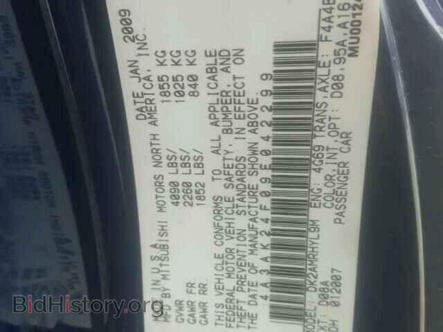 2009 MITSUBISHI ECLIPSE - VIN: 4A3AK24F09E042299 - Фото 10