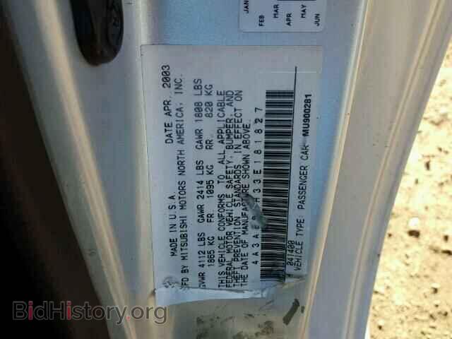 2003 MITSUBISHI ECLIPSE - VIN: 4A3AE55H33E181827 - Photo 10