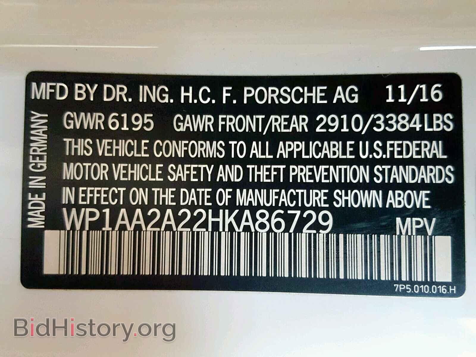 2017 PORSCHE CAYENNE - VIN: WP1AA2A22HKA86729 - Фото 10