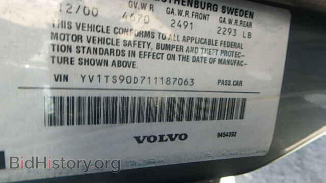 2001 VOLVO S80 - VIN: YV1TS90D711187063 - Фото 9