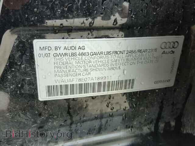 2007 AUDI A4 - VIN: WAUAF78E07A189911 - Photo 10