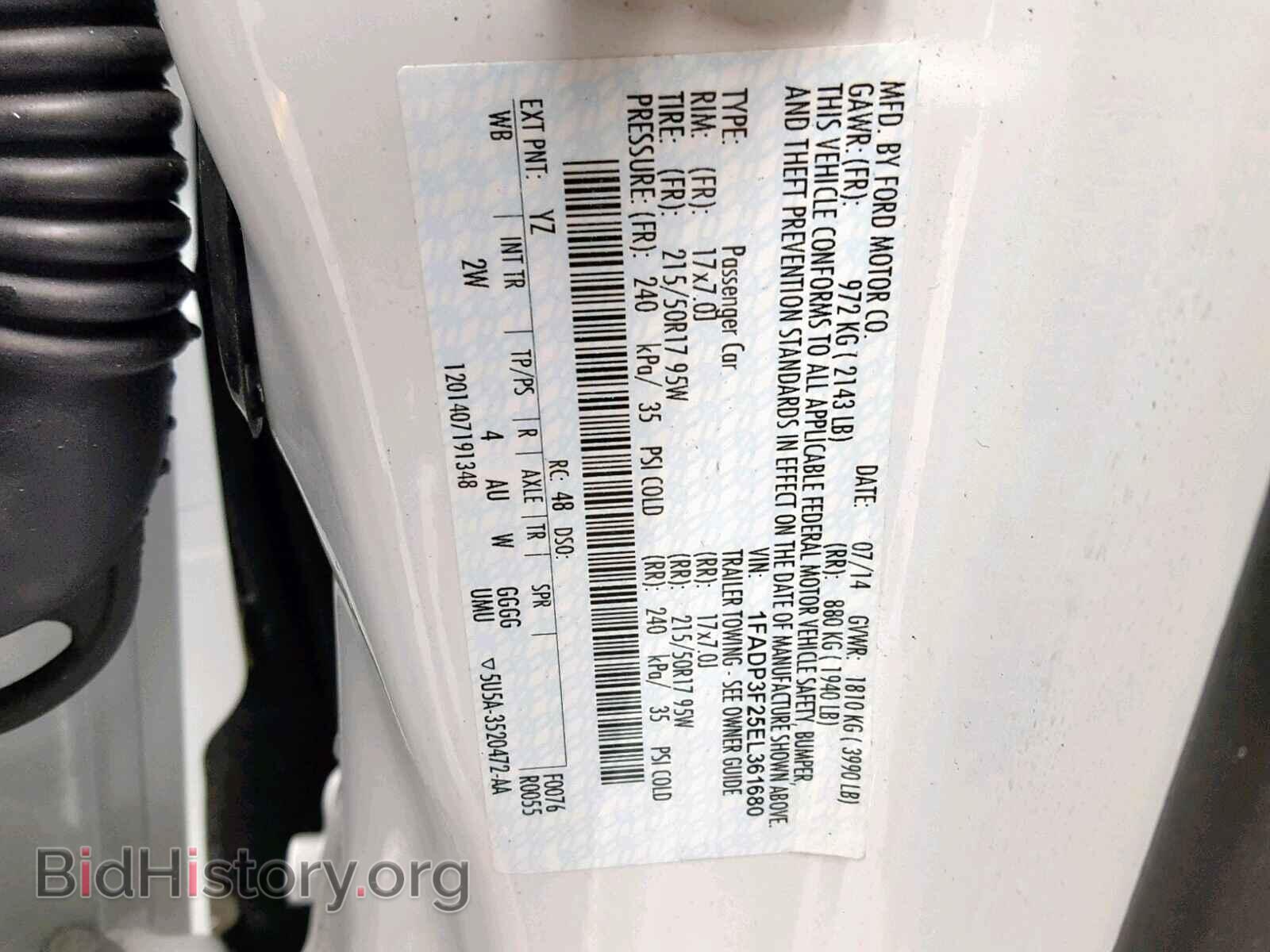 2014 FORD FOCUS SE - VIN: 1FADP3F25EL361680 - Фото 10