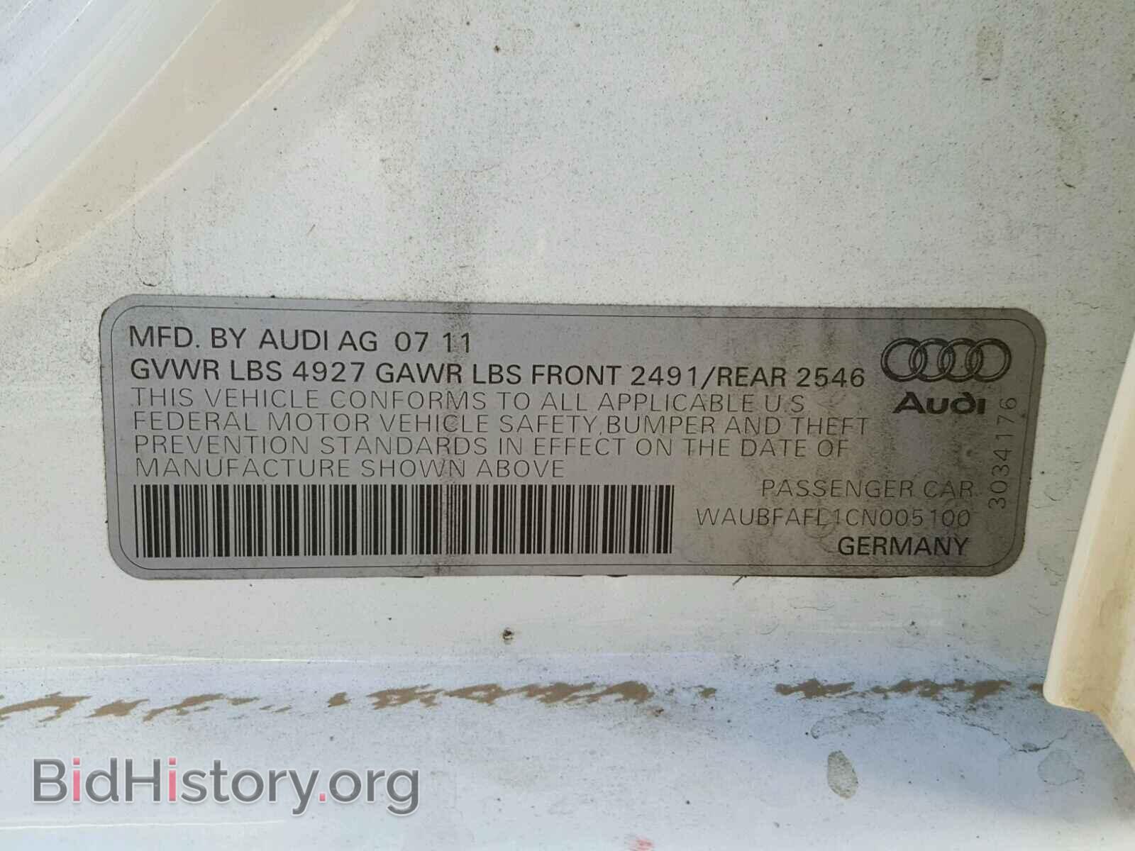2012 AUDI A4 - VIN: WAUBFAFL1CN005100 - Photo 10