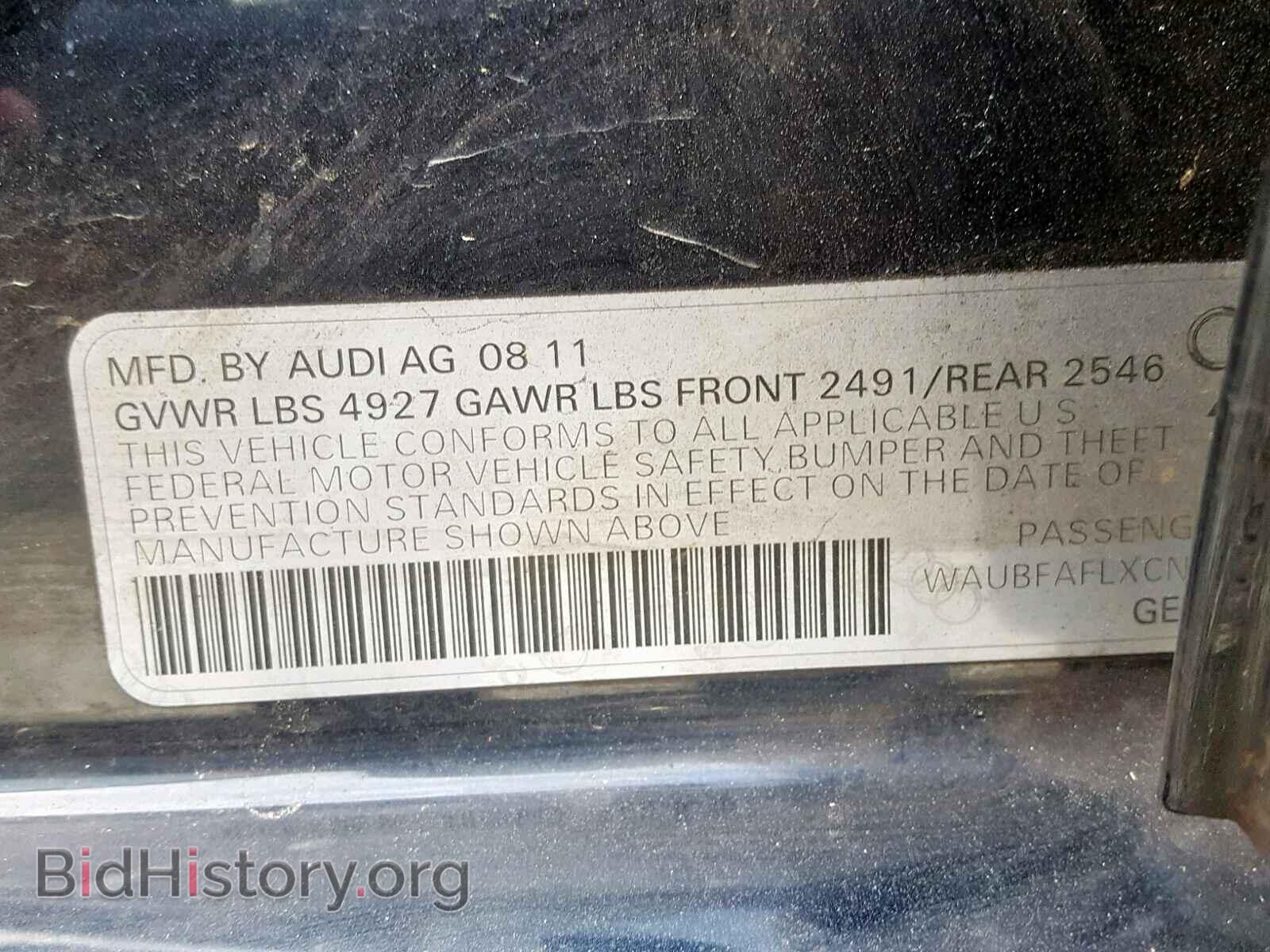2012 AUDI A4 - VIN: WAUBFAFLXCN007556 - Фото 10