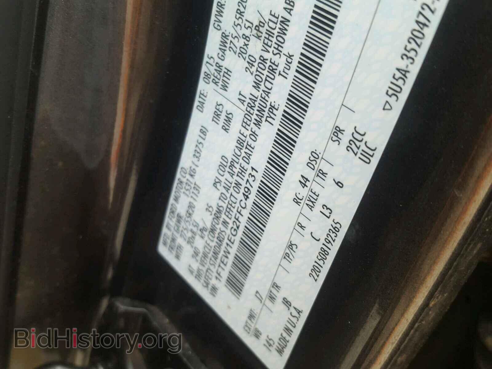 2015 FORD F150 - VIN: 1FTEW1EG2FFC49731 - Фото 10