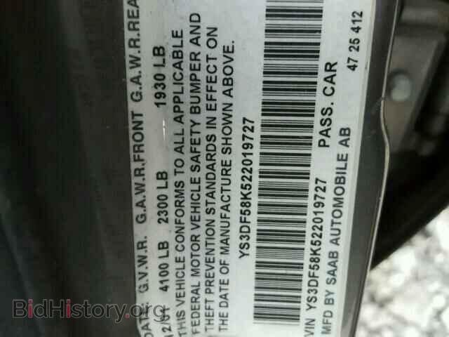 2002 SAAB 9 3 - VIN: YS3DF58K522019727 - Фото 10