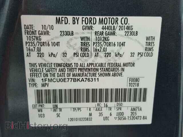 2011 FORD ESCAPE - VIN: 1FMCU0E77BKA76311 - Фото 10