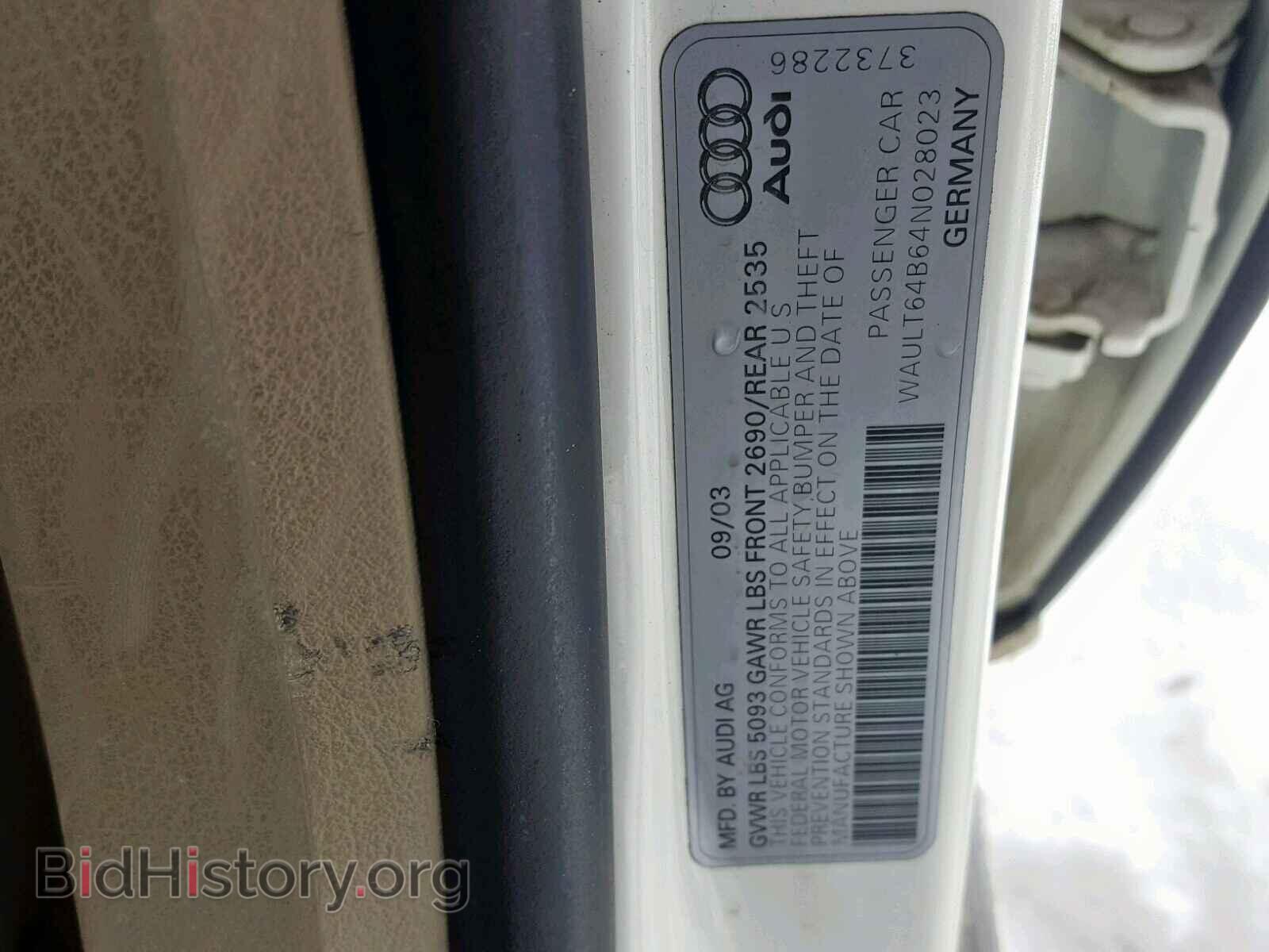 2004 AUDI A6 - VIN: WAULT64B64N028023 - Фото 10