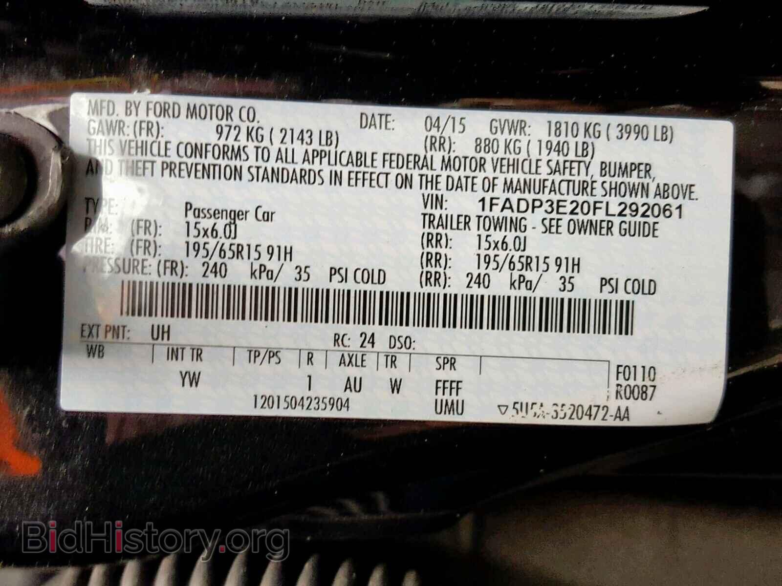2015 FORD FOCUS - VIN: 1FADP3E20FL292061 - Фото 10